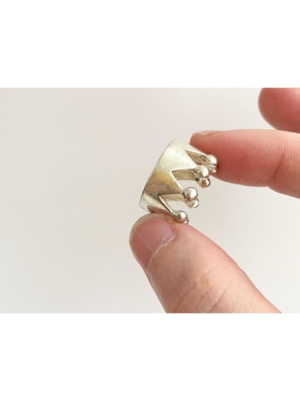 Crown Shaped Polished Bright Minimalist Sterling Silver 925 Vintage Ring - sz 6 - Picture 10 of 14
